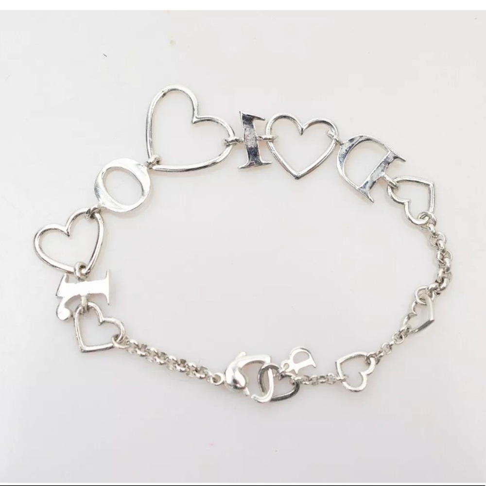 Christian Dior Bracelet Rhine Silvertone Heart